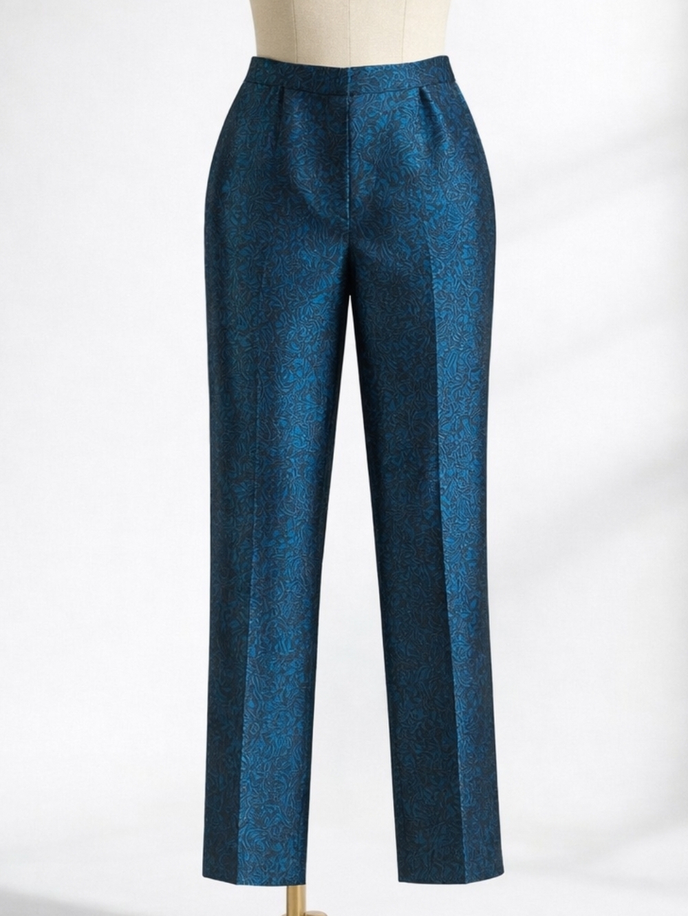 Vintage Dana Buchman Teal Silk Jacquard Pants | Elegant Evening Trousers SIZE 6